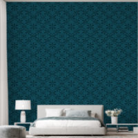 Deep Sea Green Blue Abstrait Floral Line Art