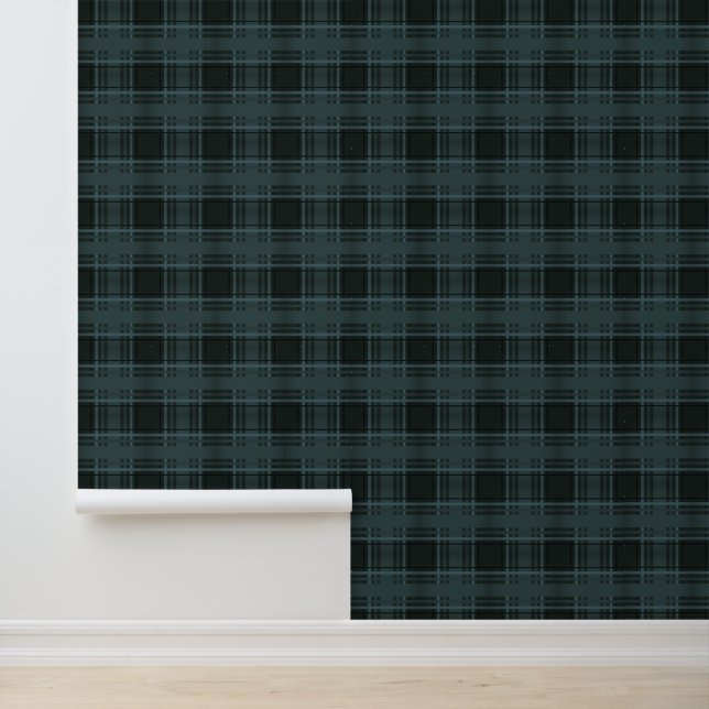 Papier Peint Deep Teal Plaid Tartan (Application)
