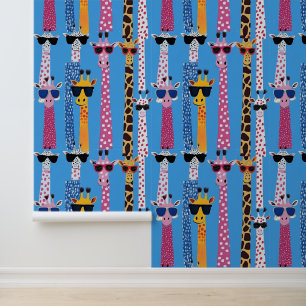 Papier Peint Des girafes amusantes avec des lunettes de soleil