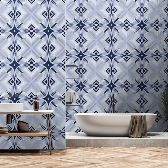 Papier Peint Des touches d'harmonie bleu et gris (Salle de bain)