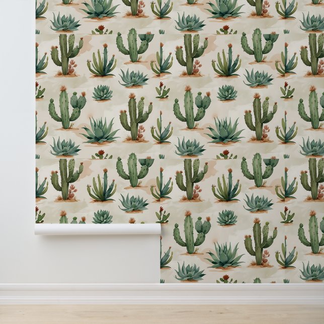 Papier Peint Desert Chic Cactus & Succulent Peel and Stick (Application)