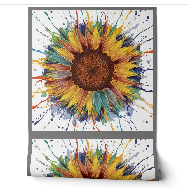 Papier Peint Design Abstrait d'art de tournesol à éclaboussure  (Déroulement)