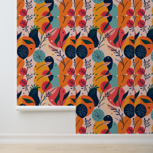 Papier Peint Design Abstrait floral et feuille