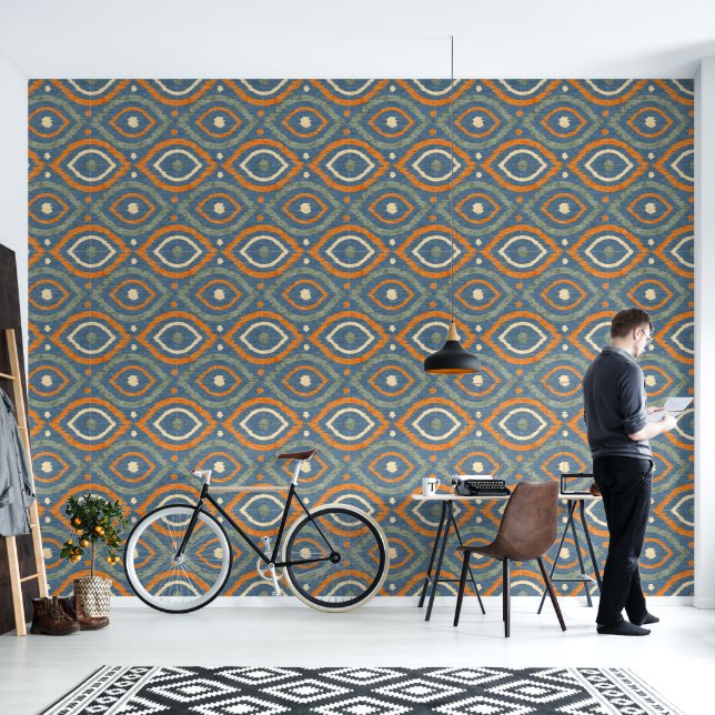 Papier Peint Design abstrait rétro dans le style navajo Ikat. (Salon)