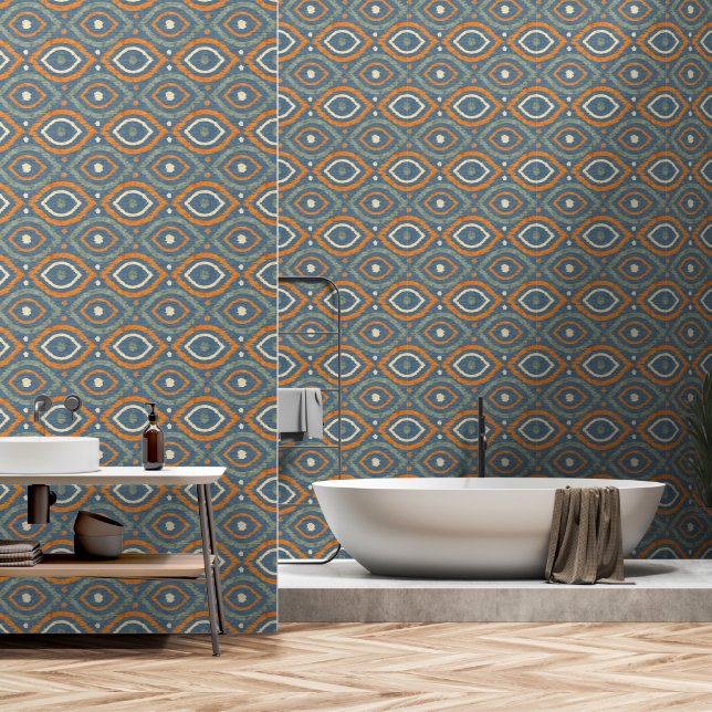 Papier Peint Design abstrait rétro dans le style navajo Ikat. (Salle de bain)