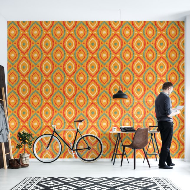 Papier Peint Design abstrait rétro dans le style navajo Ikat. (Salon)