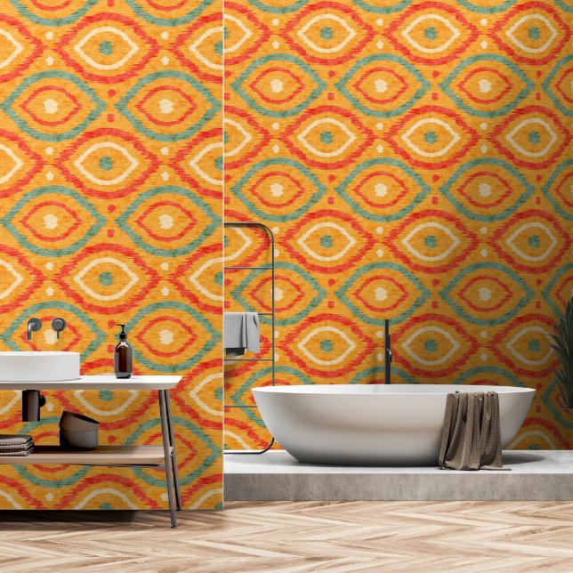 Papier Peint Design abstrait rétro dans le style navajo Ikat. (Salle de bain)