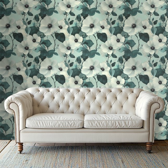Papier Peint Design botanique vert et ivoire élégant (Créateur téléchargé)