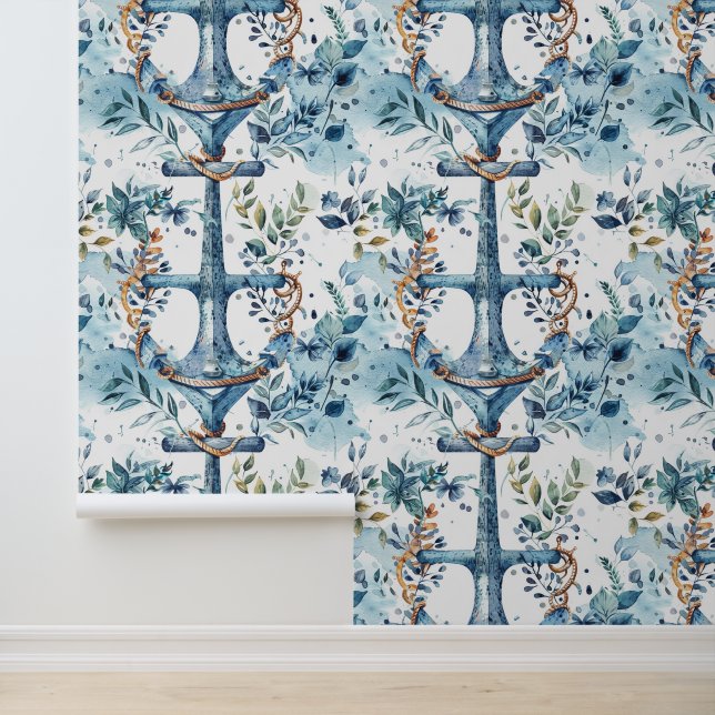 Papier Peint Design d'aquarelle bleu marine (Application)