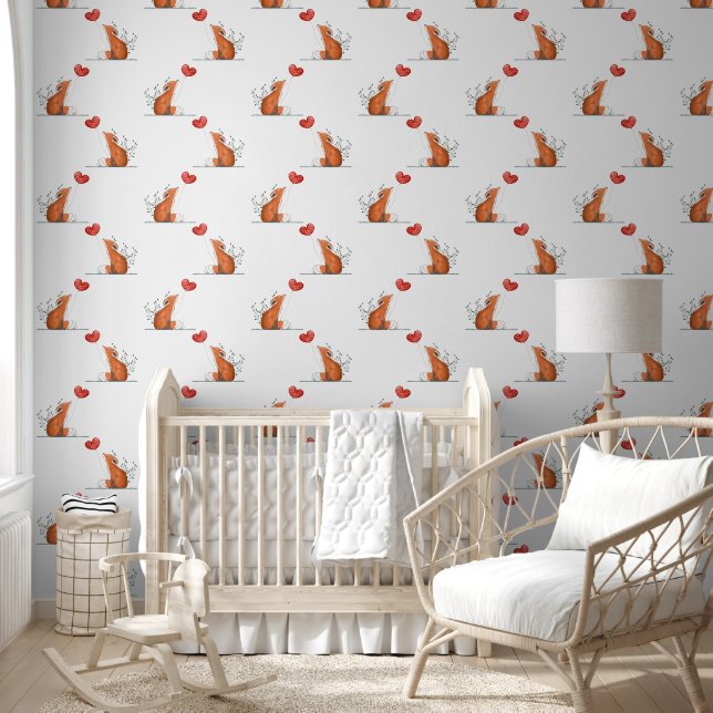 Papier Peint Design de ballon Fox & Red Heart (Enfants)