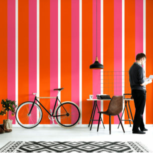 Papier Peint Design de bloc de couleur rose blanc orange clair