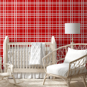 Papier Peint Design de Motif en Tartan blanc rouge