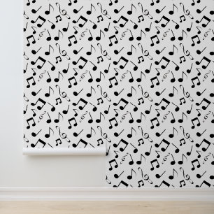 Papier Peint Design de notes musicales noires