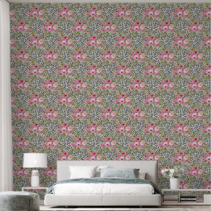 Papier Peint Design Empreinte de léopard et floral élégant