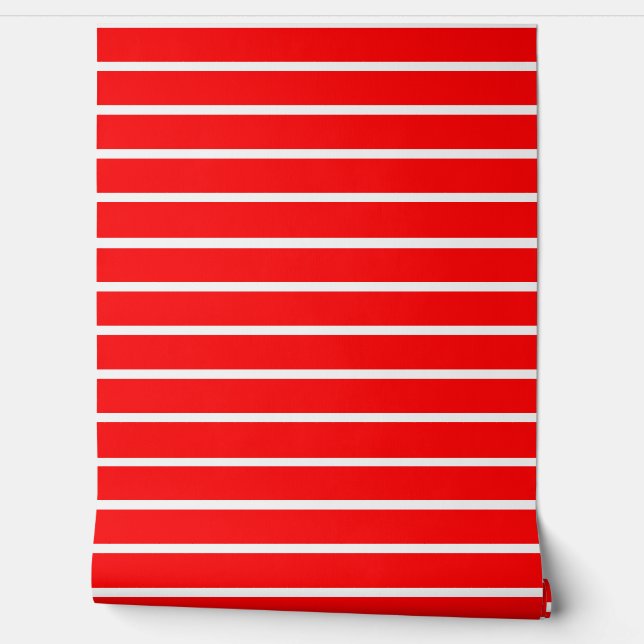 Papier Peint Design en bandes rouge et blanc (Déroulement)