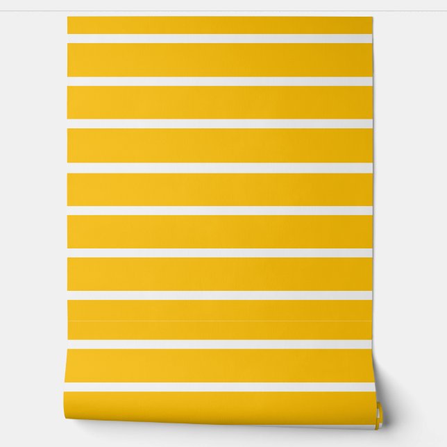 Papier Peint Design en rayures jaune et blanc (Déroulement)