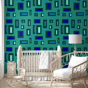 Papier Peint Design géométrique bleu et vert