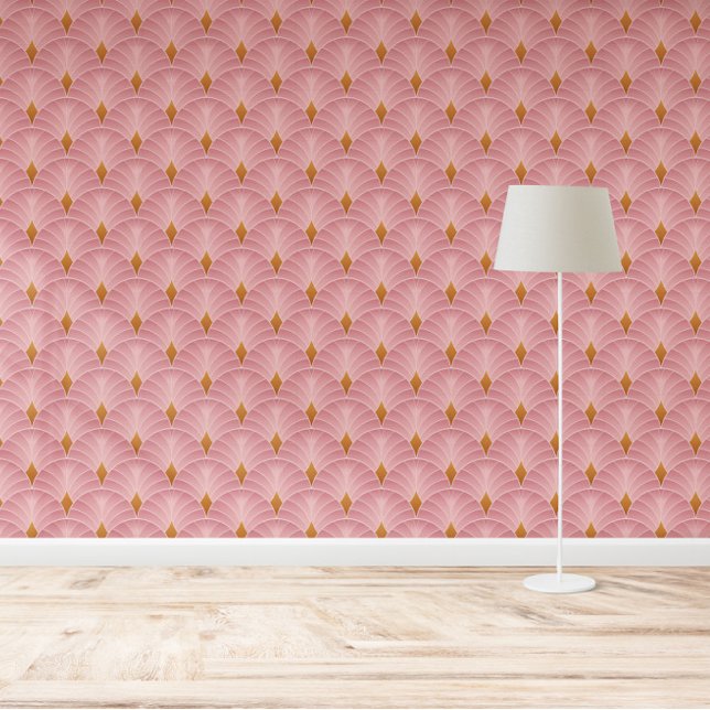 Papier Peint Design géométrique Motif Art déco rose (Créateur téléchargé)