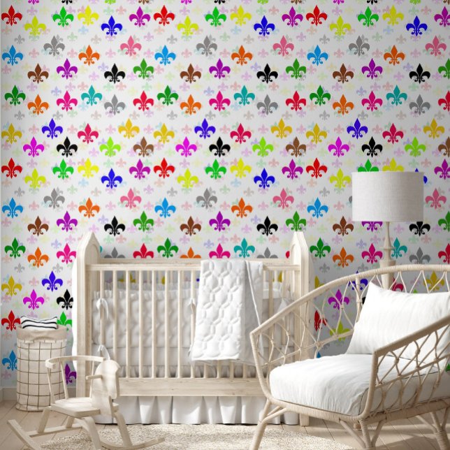 Papier Peint Design Motif couleur blanc Fleur de lis (Créateur téléchargé)