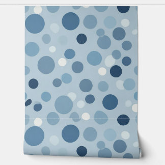 Papier Peint Design Motif de points Polka bleu