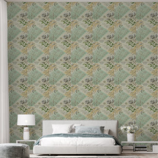 Papier Peint Design Motif Floral Argent
