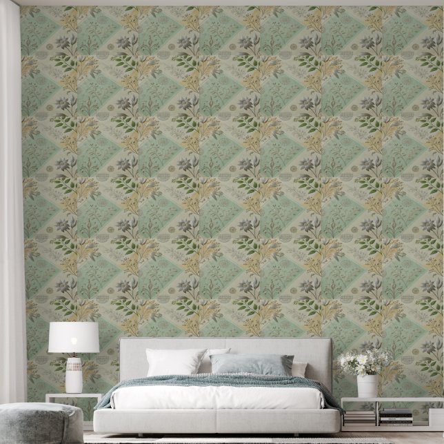 Papier Peint Design Motif Floral Argent (Chambre à coucher)