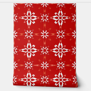 Papier Peint Design Motif géométrique floral rouge gras