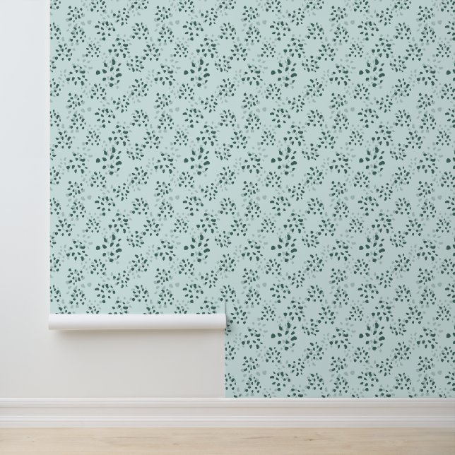 Papier Peint Design Turquoise feuilleté bleu vert (Application)