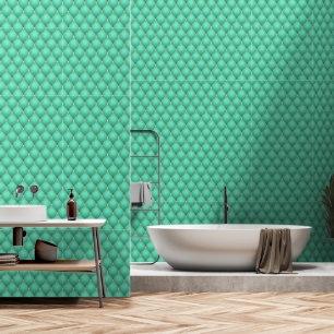 Papier Peint Diamant Or Ogee Tufted Turquoise