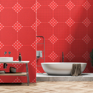 Papier Peint Diamants Blancs Rouge à pois 