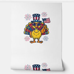 Papier Peint Dinde patriotique drôle Feu d'artifice Chemise vin