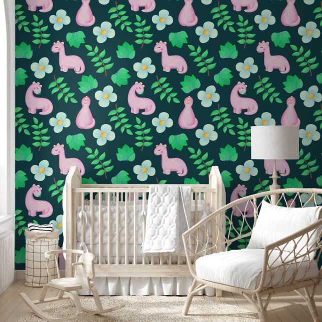 Papier Peint Dinosaur Dreams in the Dark Forest (Enfants)