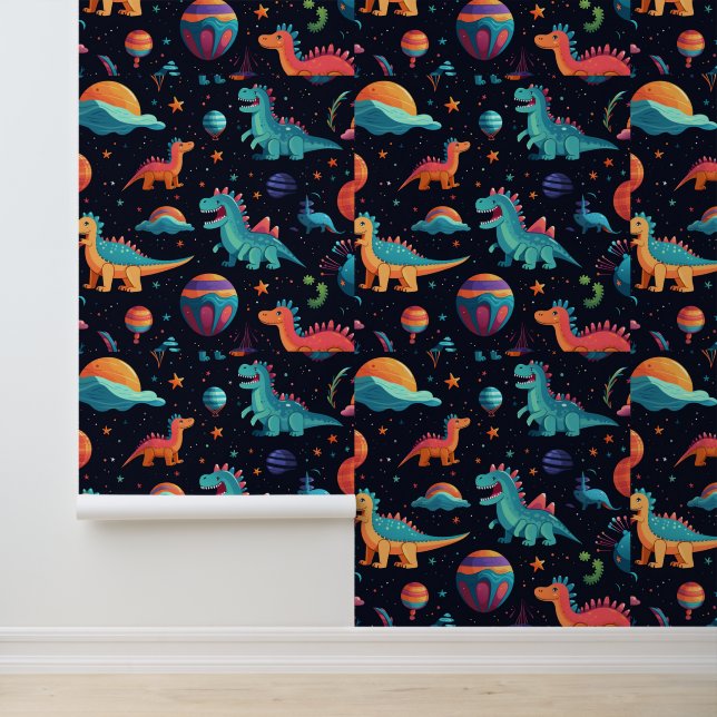 Papier Peint Dinosaures De L'Espace Extérieur Très Mignons (Application)