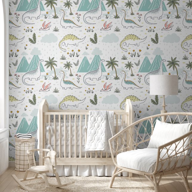 Papier Peint Dinosaures et Volcanos Baby Nursery (Enfants)