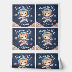 Papier Peint Directement dans l'espace Kawaii Astronaut Cat Gal