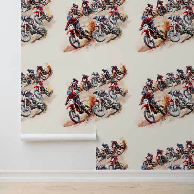 Papier Peint Dirt Bike Racers Seamless Repeating Pattern (Application)