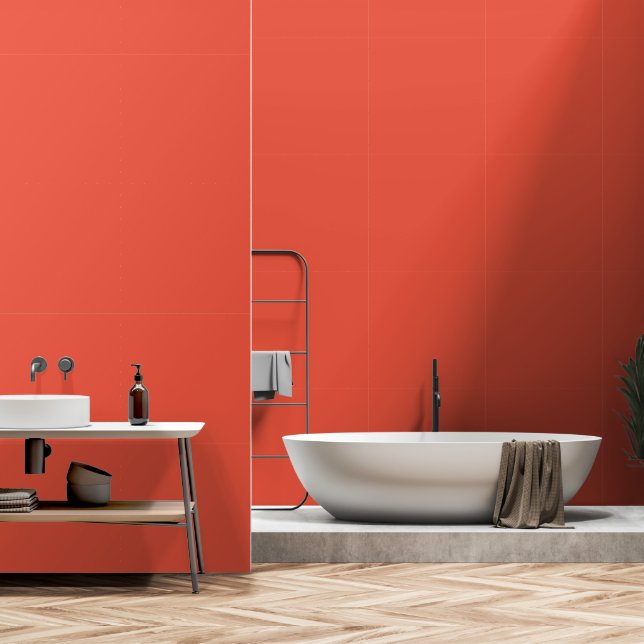 Papier Peint DIY Orange Rouge Simple Autorité® (Salle de bain)
