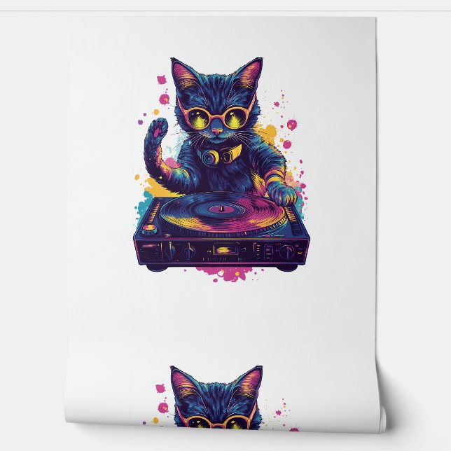 Papier Peint DJ Funky Cat - Retro Disco Kitty Party (Déroulement)