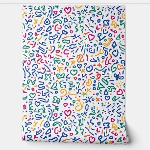 Papier Peint Doodle amusant coloré formes vibrantes