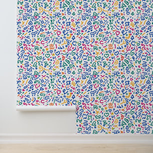Papier Peint Doodle amusant coloré formes vibrantes