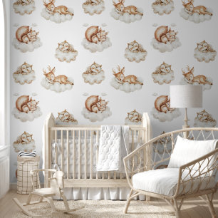 Papier Peint Dormir Bois Animaux Modèle Baby Nursery
