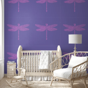 Papier Peint Dragonfly Imaginaire rose et violet