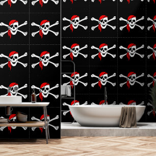 Papier Peint Drapeau rouge Bandana Pirate noir