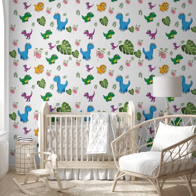 Papier Peint Drôle Dinosaur feuille Motif (Enfants)