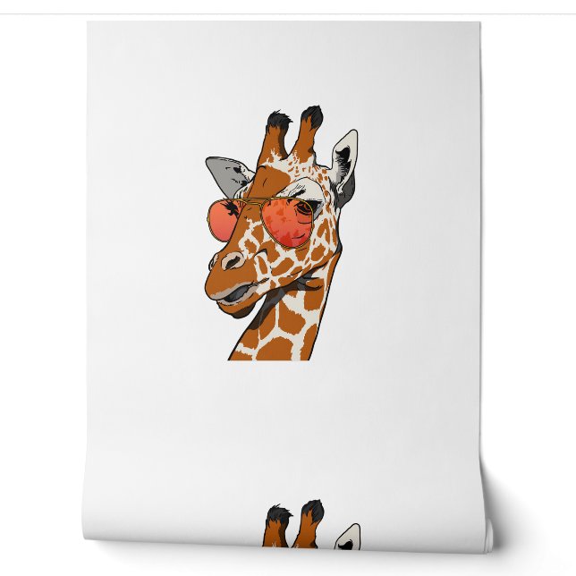 Papier Peint Drôle Giraffe avec lunettes de soleil Idée cadeau  (Déroulement)