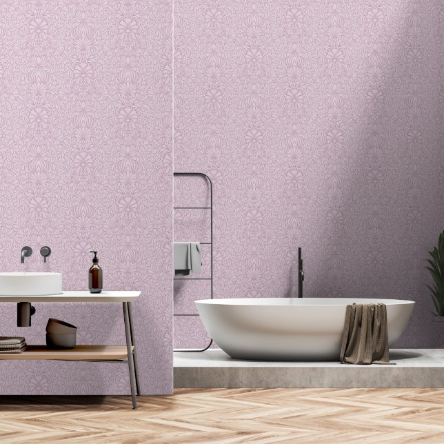 Papier Peint Dusty Lavender Line Art Nouveau (Salle de bain)