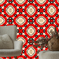 Dynamique Vibrant Rouge Beige Ethnic Folk Mosaic