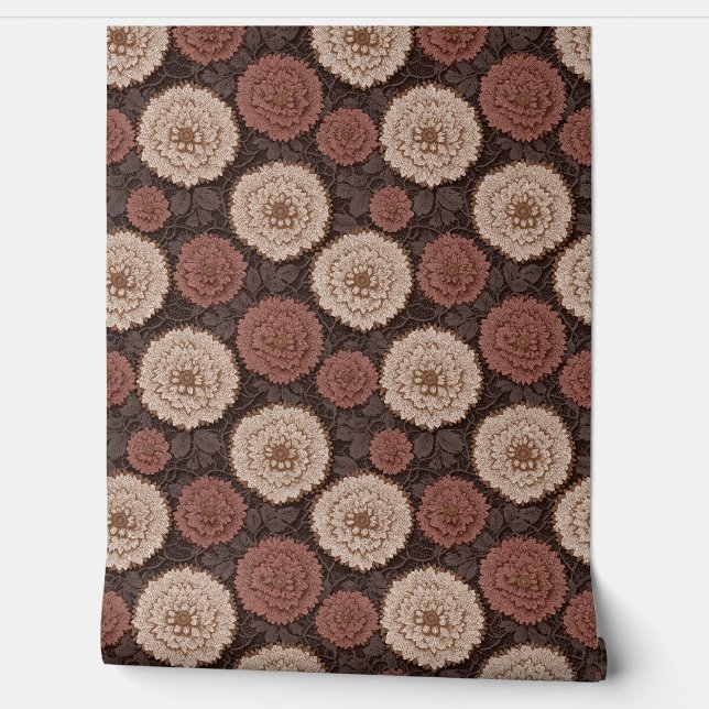 Papier Peint Earthtone Crochet Floral Medallion Lace Pattern (Déroulement)