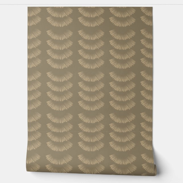 Papier Peint Earthy Boho Feathered Motif Sepia (Déroulement)