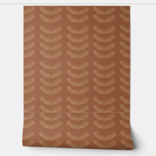 Papier Peint Earthy Boho Feathered Motif Terracotta